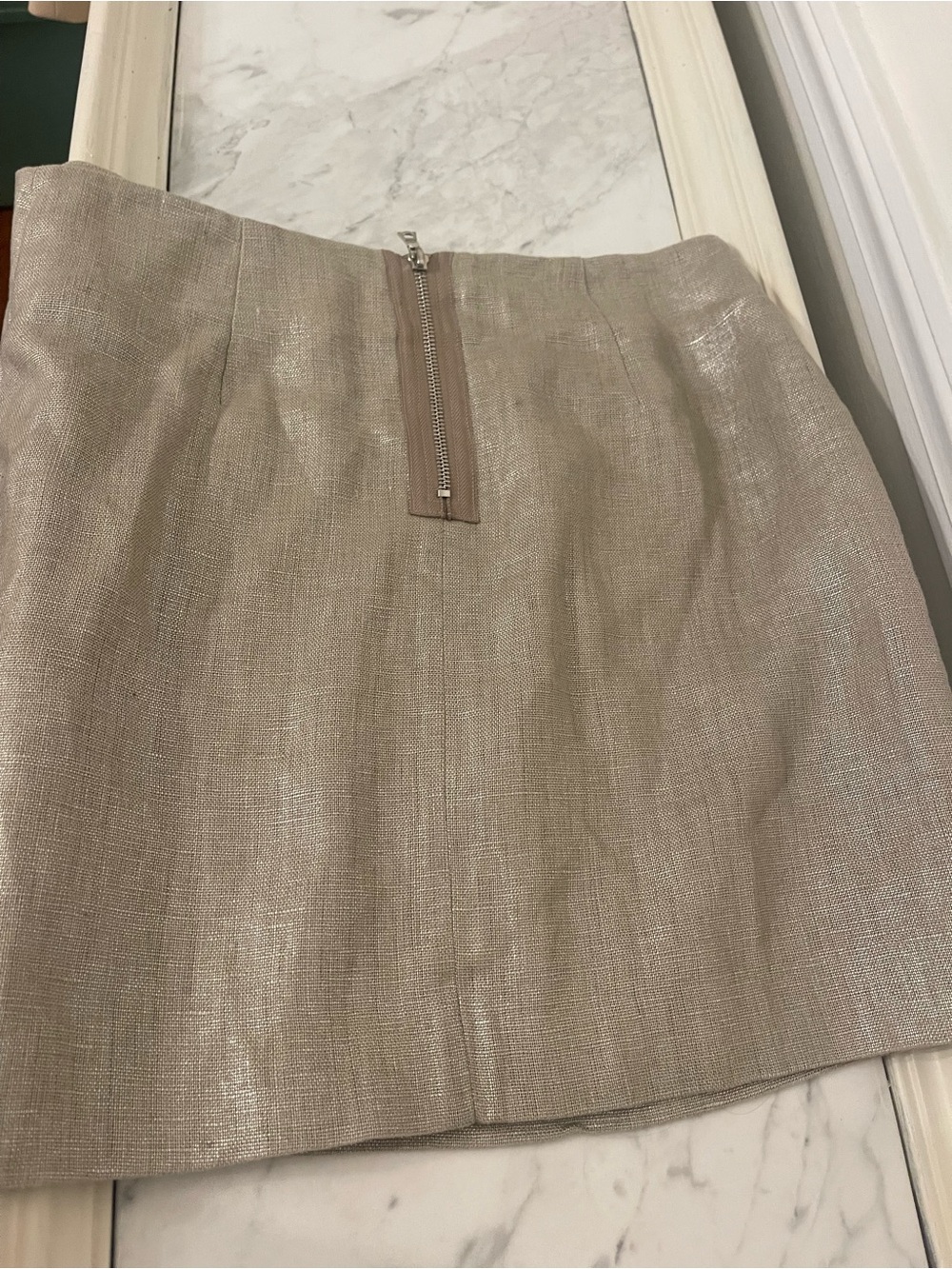 Boston Proper Champagne Beige Linen Mini Skirt